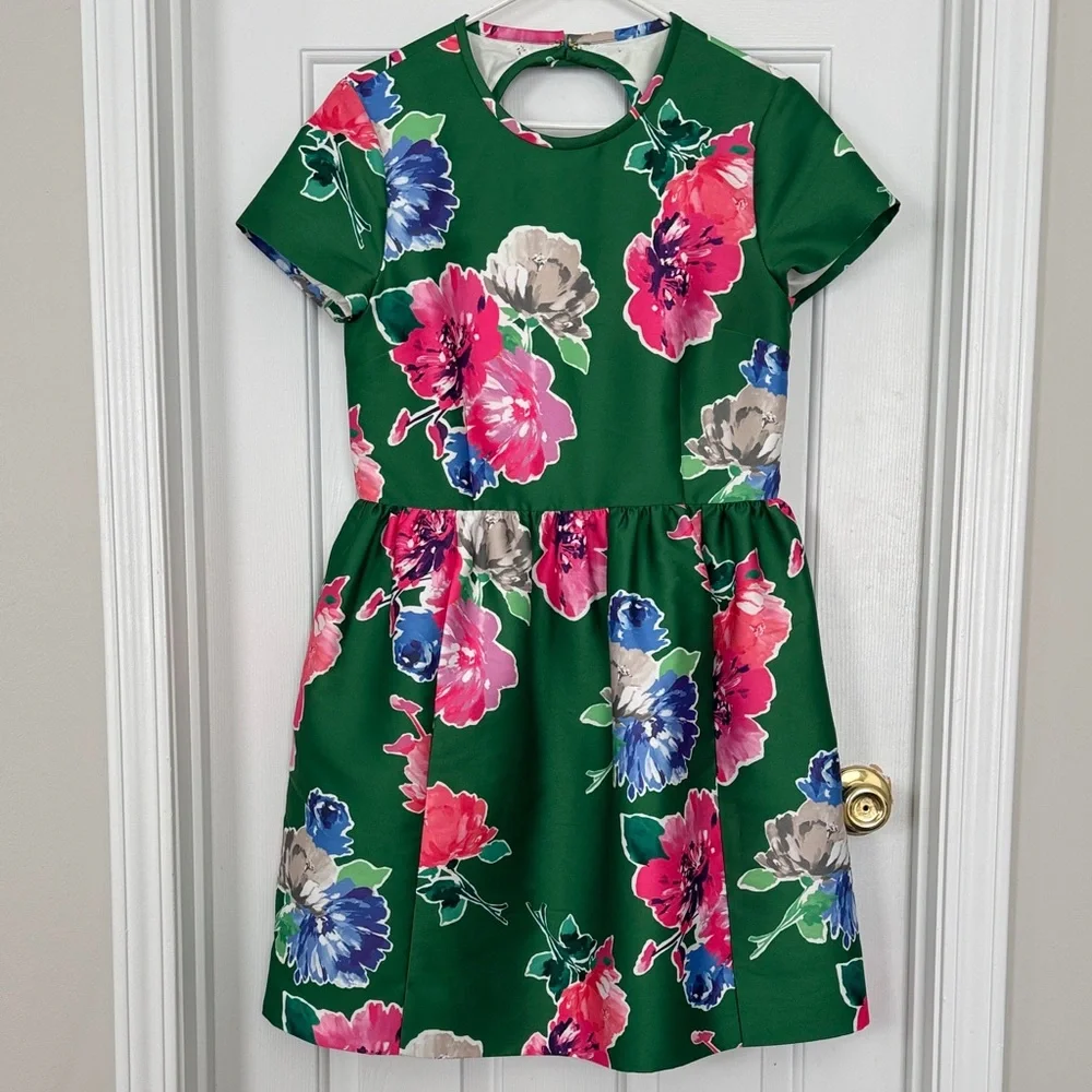 Kate Spade Women’s Green Floral Mini Dress Size 10 - Picture 3 of 7